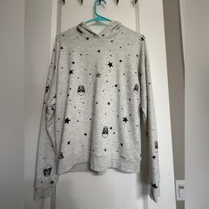Cynthia Rowley Gray Star Skull Print Hoodie Size M